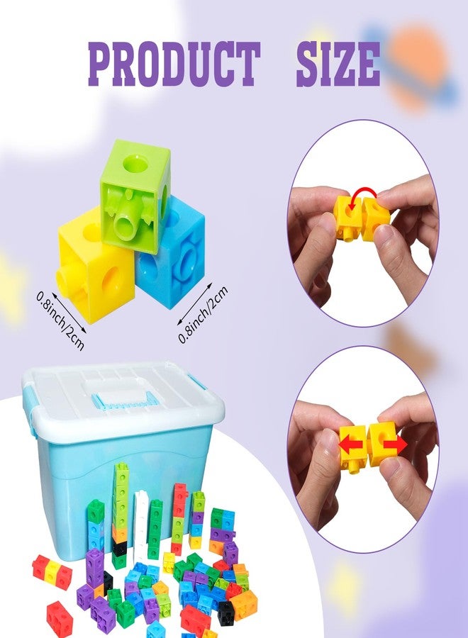 SENONAPO 701 Pcs Math Learning Linking Cube with Storage Container Counting Cubes Plastic Colorful Counting Blocks Math Manipulatives Classroom Learning Supplies for Home School Educational(Blue) - Image 2